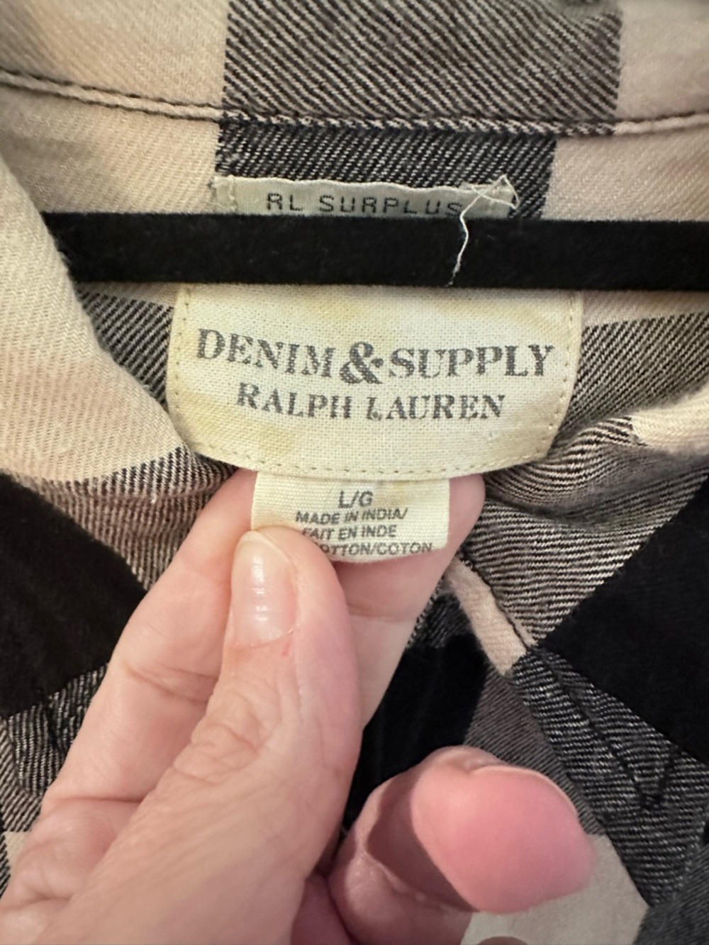 Denim & Supply Ralph Lauren L black-white gingham long sleeve casual button down - Picture 7 of 12